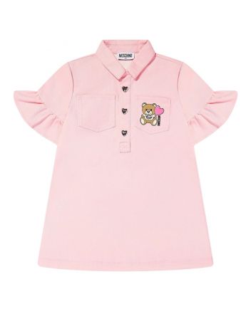 Girls Pink Teddy Bear-Print Dress