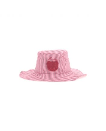 Girls Pink Stripe Print Cotton Hat