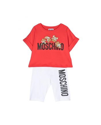 Girls Red Logo Print Shorts Set