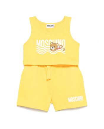 Girls Yellow Logo-Print Shorts Set