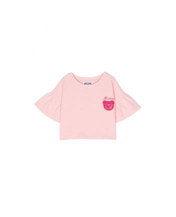 Girls Pink Ruffle Sleeve Top
