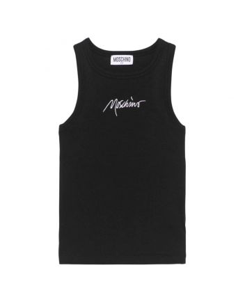 Girls Black Logo-Embroidered Tank Top