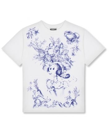 Girls White Olivia-Print Cotton T-shirt