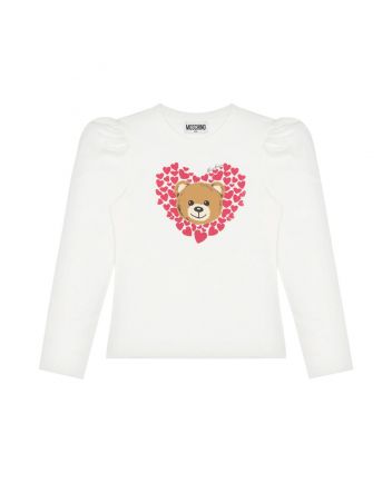 Girls Ivory Cotton Teddy Bear Top