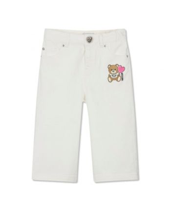 Girls Ivory Denim Wide Leg Jeans