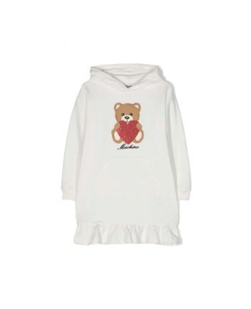 Girls Ivory Hooded Teddy Jersey Dress