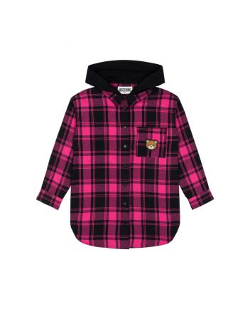 Girls Pink & Black Check Cotton Flannel Dress
