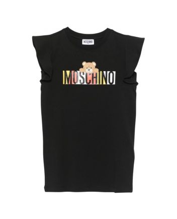 Girls Black Logo-Print Cotton Dress