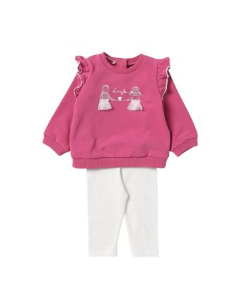 Girls Pink & White Leggings Set