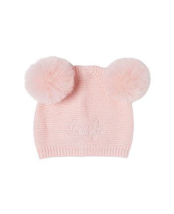 Baby Girls Pink Knit Hat With Pom-Pom