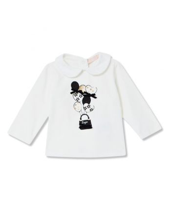 Baby Girls Ivory Graphic Bag Ballons T-Shirt