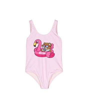 Girls Pink Logo-Print Swimsuit