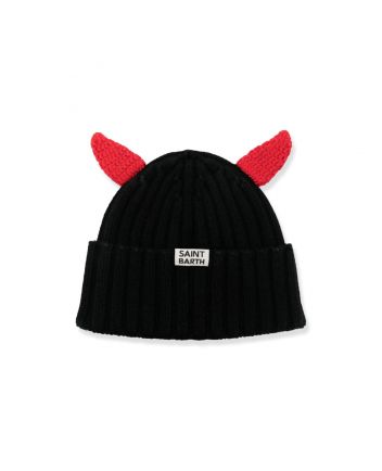 Boys Black Logo-Patch Pop-Up Ears Beanie