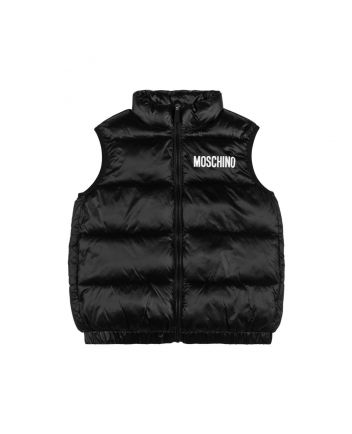Unisex Black Nylon Padded Vest Logo Gilet