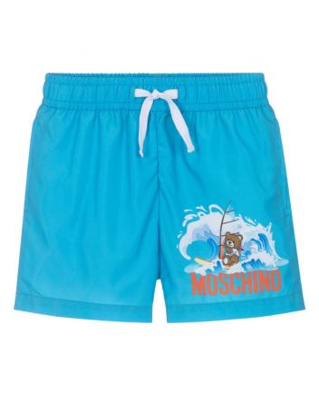 Boys Blue Surf Bear Swim Shorts
