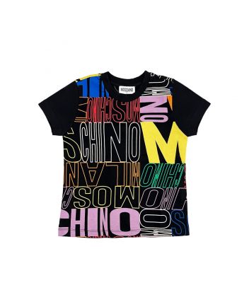 Unisex Black All-Over Logo-Print T-Shirt