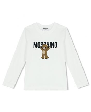 Unisex White Teddy-Print T-shirt