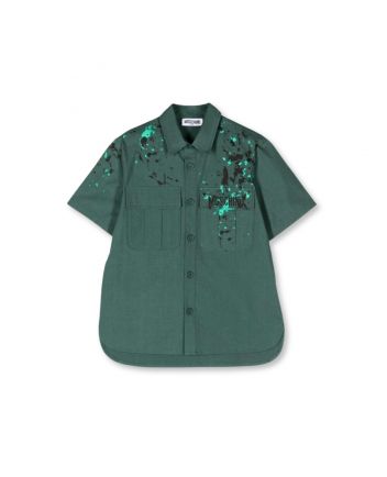 Boys Dark Green Logo-Print Shirt