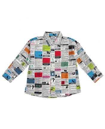 Unisex White Newspaper-Print Shirt