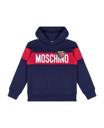 Boys Navy Blue Logo-Print Hoodie