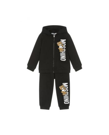 Black Cotton Jersey Teddy Bear Tracksuit