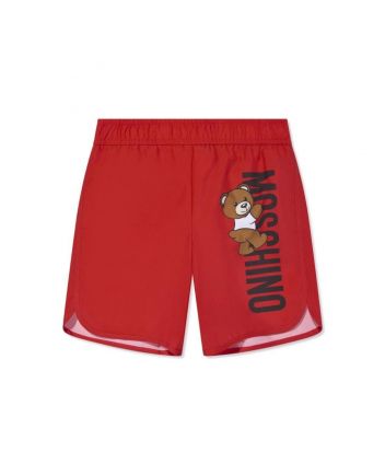Unisex Red Logo-Print Shorts