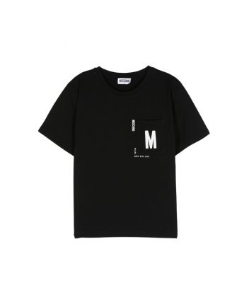 Unisex Black Logo-Print Cotton T-shirt