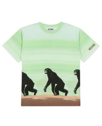 Boys Green Monkey-Print T-Shirt