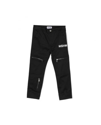 Boys Black Logo Stretch-Cotton Trousers