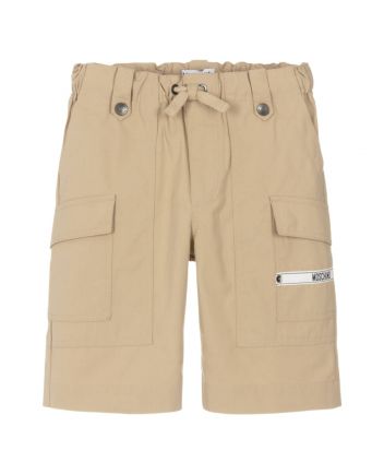 Boys Beige Cotton Cargo Shorts