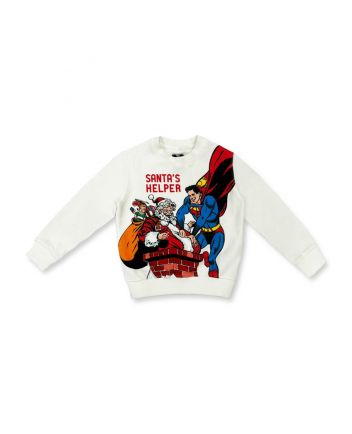 Boys White Superman Print Sweatshirt