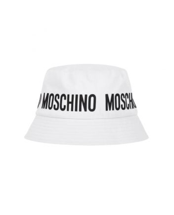 Kids White Logo-Print Cotton Bucket Hat