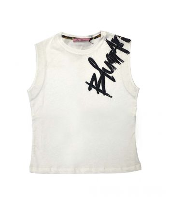 Girls White Top With Blumarine Logo On Shoulder
