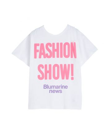 Girls White Fashion Show Print T-shirt