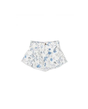 Girls White Floral Print Shorts