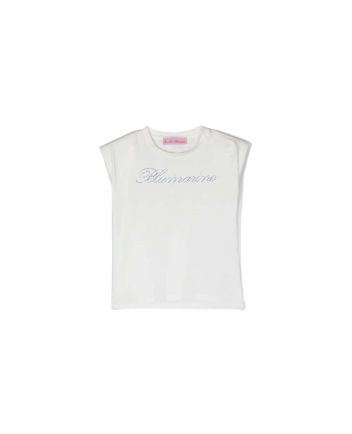 Girls White Sleeveless Logo T-Shirt