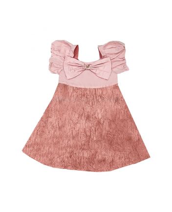 Girls Pink Bow-Detail A-line Dress