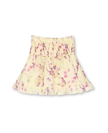 Girls Yellow Floral-Print Flared Skirt
