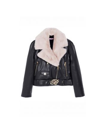 Girl Fur Collar Leather Jacket