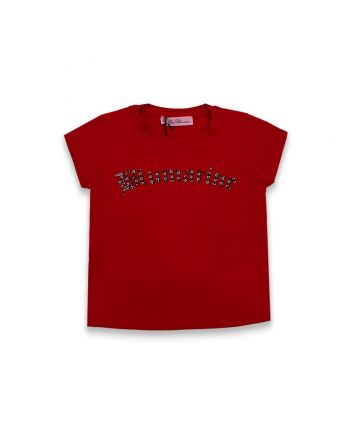 Girls Red Logo-Embellished T-shirt