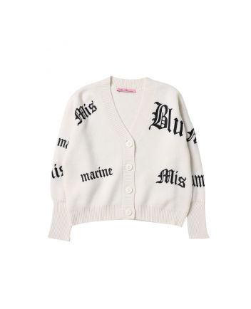 Girls White Logo-Embroidered V-neck Cardigan