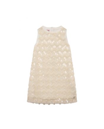 Girls Cream Detailing Sleeveless Dress