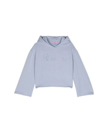 Girls Blue Crystal-Embellished Drop-Shoulder Hoodie