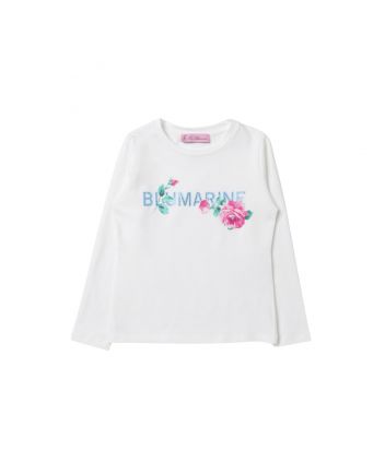 Girls White Rhinestone-Embellished T-shirt