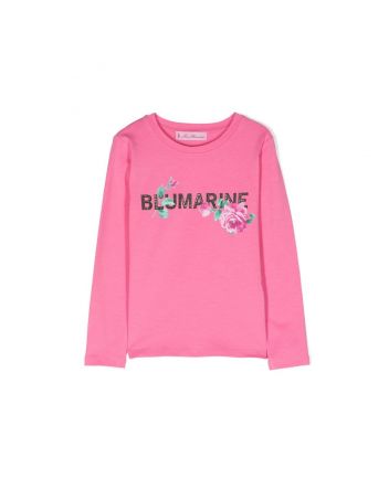 Girls Pink Rhinestone-Embellished Logo T-shirt