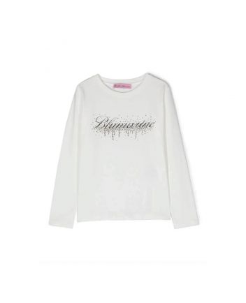 Girls White Rhinestone-Embellished Logo T-Shirt