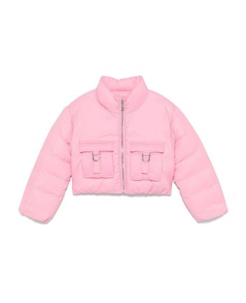 Girls Pink Logo-Embroidered Puffer Jacket