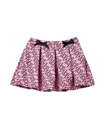 Girls Pink All-Over Logo-Print Skirt