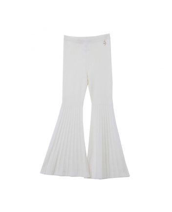 Girls Ivory Logo-Plaque Wide Trousers