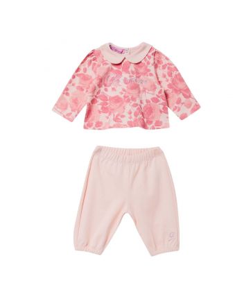Baby Girls Pink Flower-Printed Tracksuit